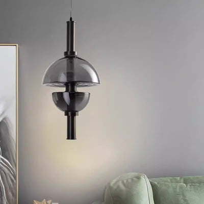 Modern Luxury Dome Metal Glass LED Pendant Light For Living Room