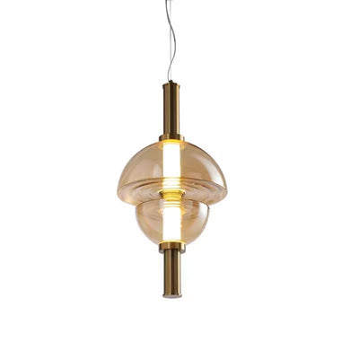 Modern Luxury Dome Metal Glass LED Pendant Light For Living Room