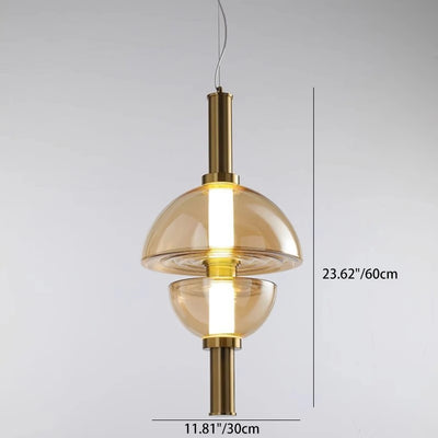 Modern Luxury Dome Metal Glass LED Pendant Light For Living Room