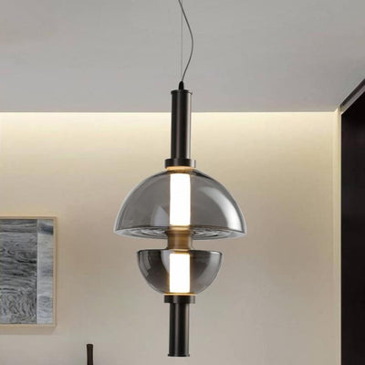 Modern Luxury Dome Metal Glass LED Pendant Light For Living Room
