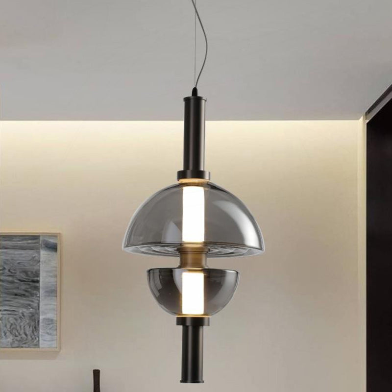 Modern Luxury Dome Metal Glass LED Pendant Light For Living Room