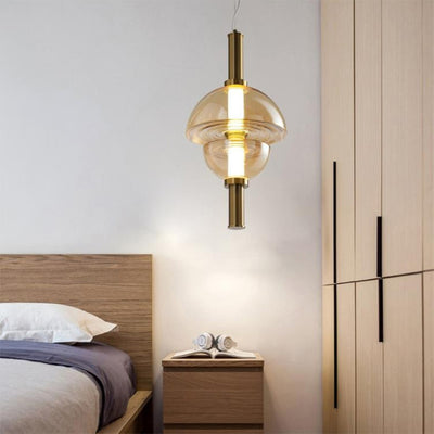 Modern Luxury Dome Metal Glass LED Pendant Light For Living Room