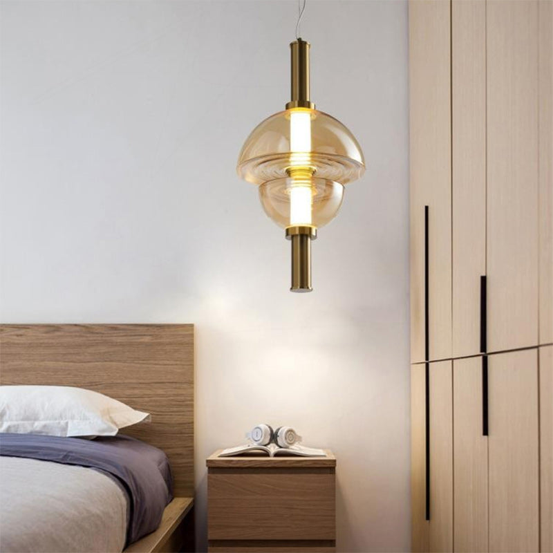 Modern Luxury Dome Metal Glass LED Pendant Light For Living Room