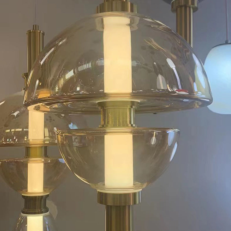 Modern Luxury Dome Metal Glass LED Pendant Light For Living Room