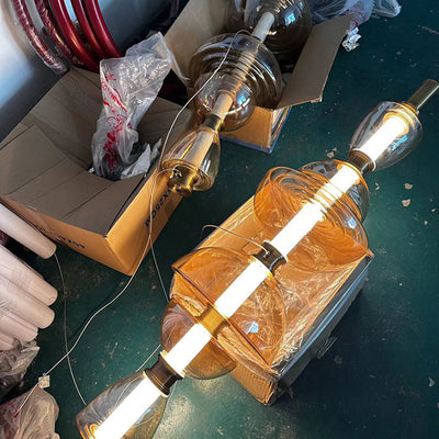 Modern Luxury Dome Metal Glass LED Pendant Light For Living Room