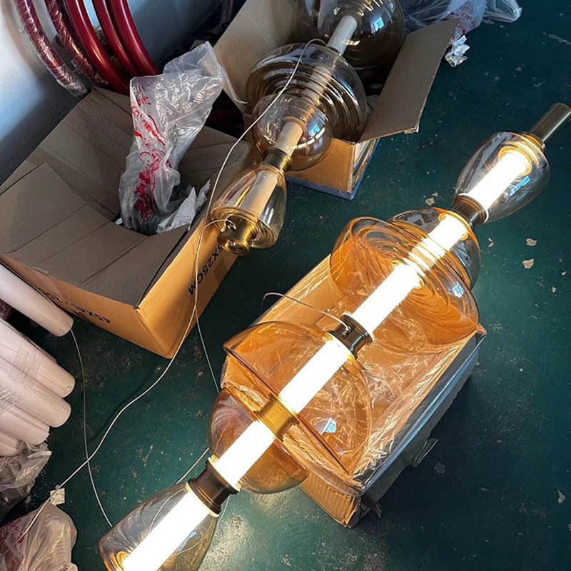 Modern Luxury Dome Metal Glass LED Pendant Light For Living Room