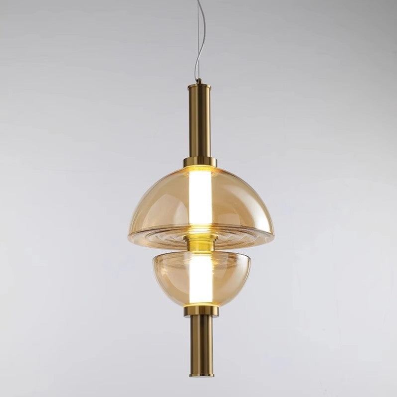 Modern Luxury Dome Metal Glass LED Pendant Light For Living Room