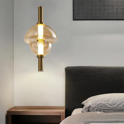 Modern Luxury Dome Metal Glass LED Pendant Light For Living Room