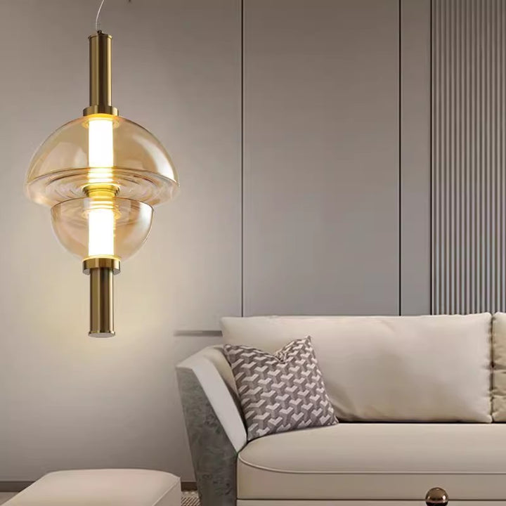 Modern Luxury Dome Metal Glass LED Pendant Light For Living Room