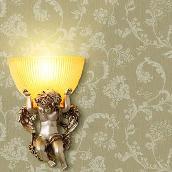 Traditional European Angel Stainless Steel Glass 1-Light Wall Sconce Lamp For Hallway