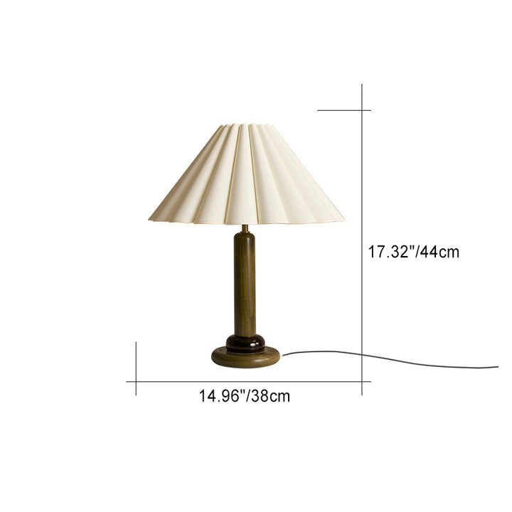 Lampe de table 1 lumière en tissu de bois massif vintage traditionnel pour chambre à coucher 