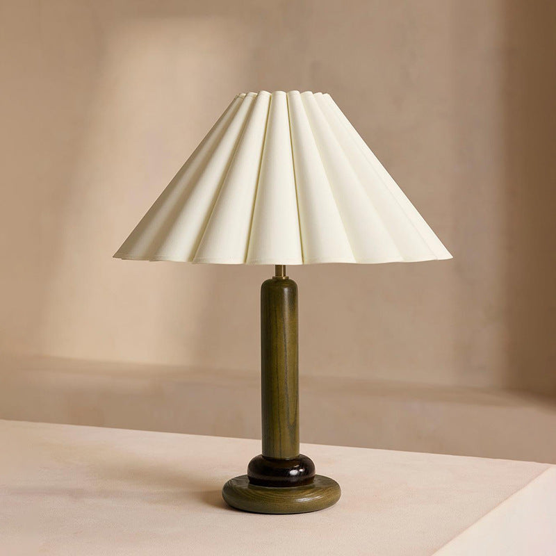 Lampe de table 1 lumière en tissu de bois massif vintage traditionnel pour chambre à coucher 
