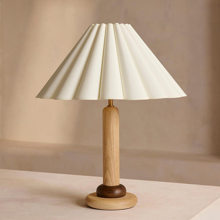 Lampe de table 1 lumière en tissu de bois massif vintage traditionnel pour chambre à coucher 
