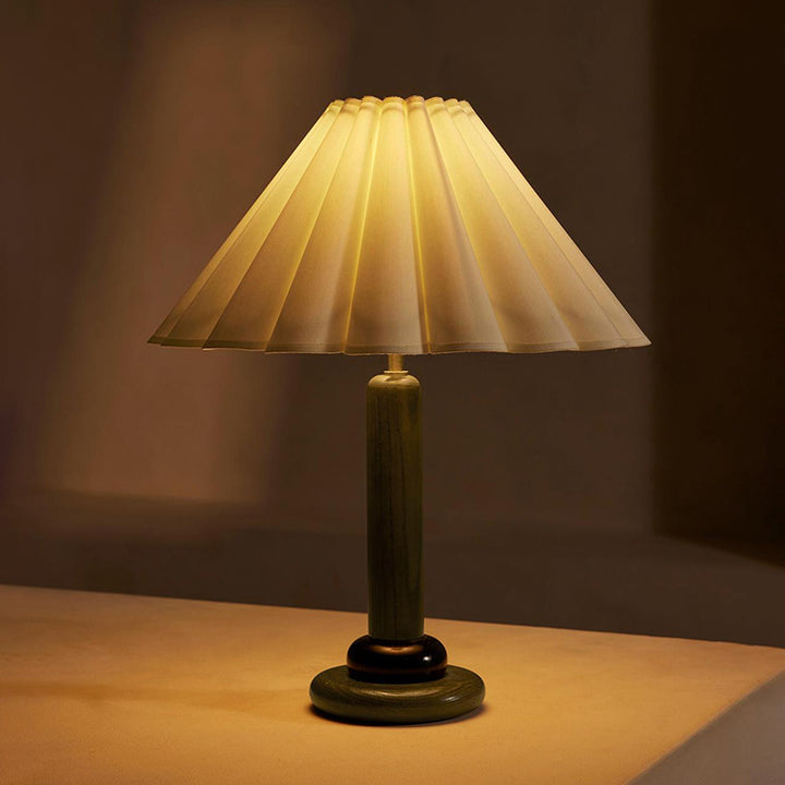 Lampe de table 1 lumière en tissu de bois massif vintage traditionnel pour chambre à coucher 