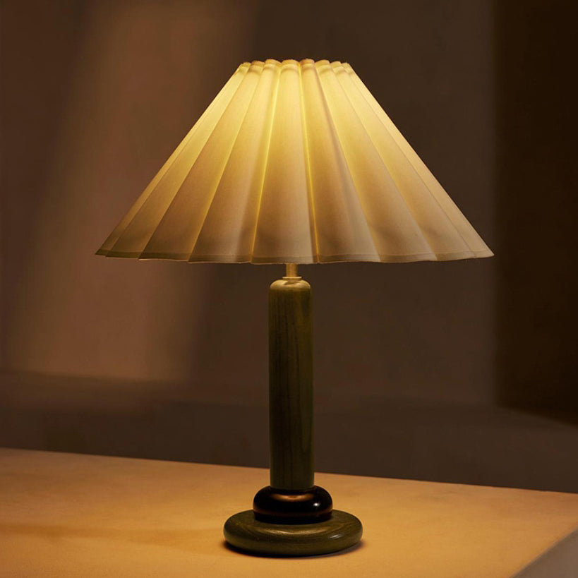 Lampe de table 1 lumière en tissu de bois massif vintage traditionnel pour chambre à coucher 