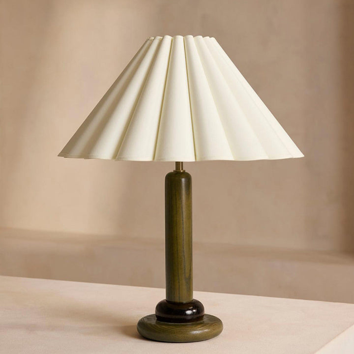 Lampe de table 1 lumière en tissu de bois massif vintage traditionnel pour chambre à coucher 