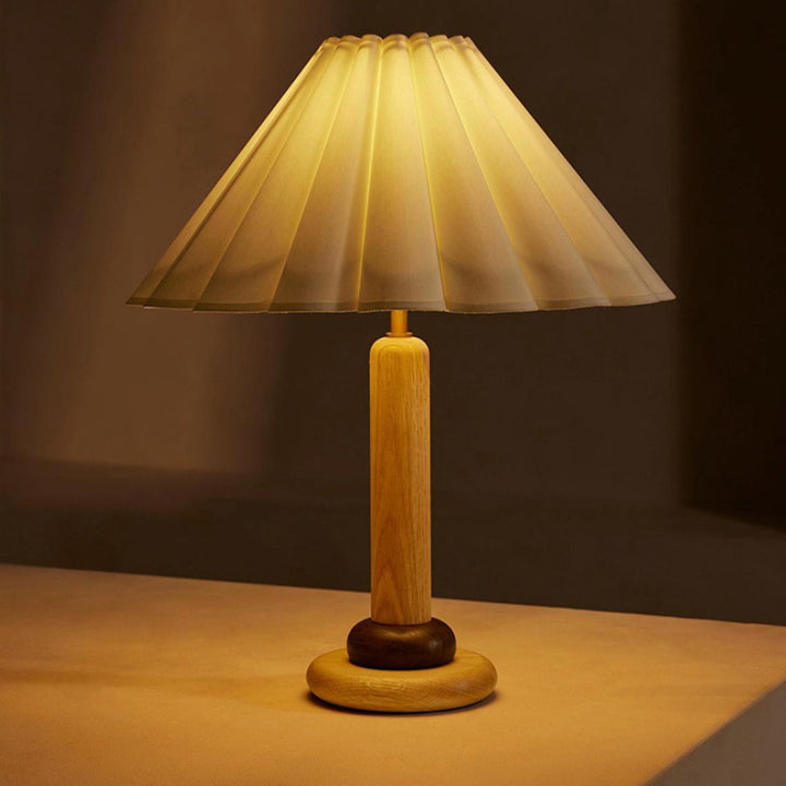 Lampe de table 1 lumière en tissu de bois massif vintage traditionnel pour chambre à coucher 