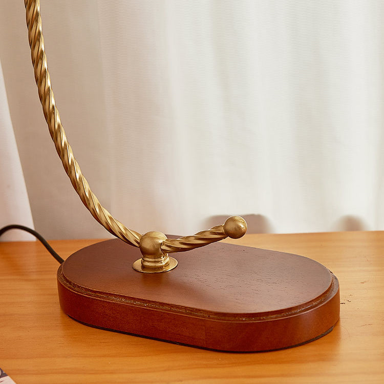 Moderne Mid-Century Kuppel Eisen Keramik Massivholz 1-Licht Tischlampe für das Schlafzimmer 