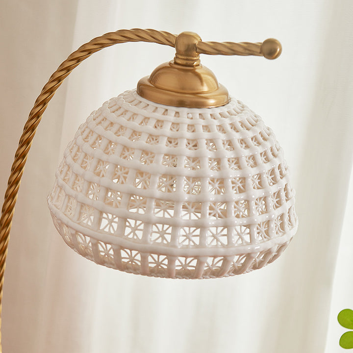 Lampe de table moderne mi-siècle en dôme de fer céramique bois massif 1 lumière pour chambre 