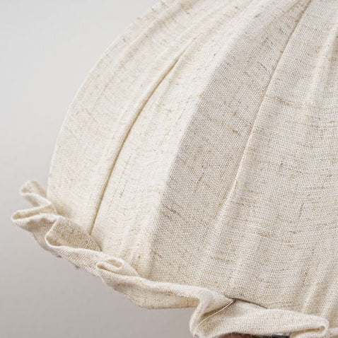 Lampe de table 1 lumière en tissu, bois de noyer et fer rustique traditionnel pour chambre 