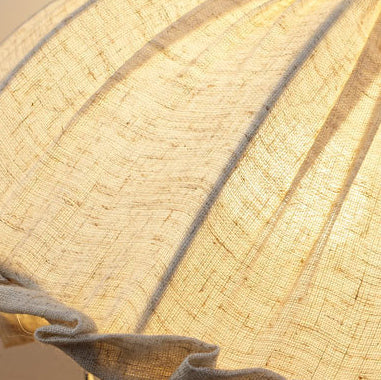 Lampe de table 1 lumière en tissu, bois de noyer et fer rustique traditionnel pour chambre 