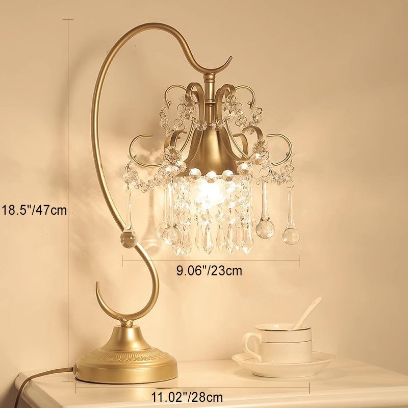 Lampe de Table Contemporaine Créative Cône Métal Cristal à 1 Lumière Pour Chambre 