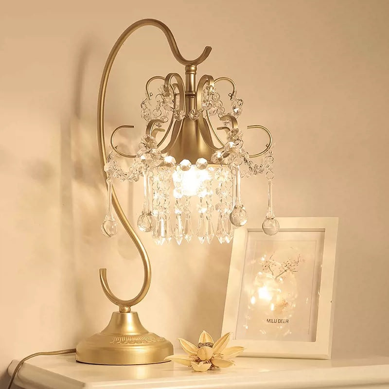 Lampe de Table Contemporaine Créative Cône Métal Cristal à 1 Lumière Pour Chambre 