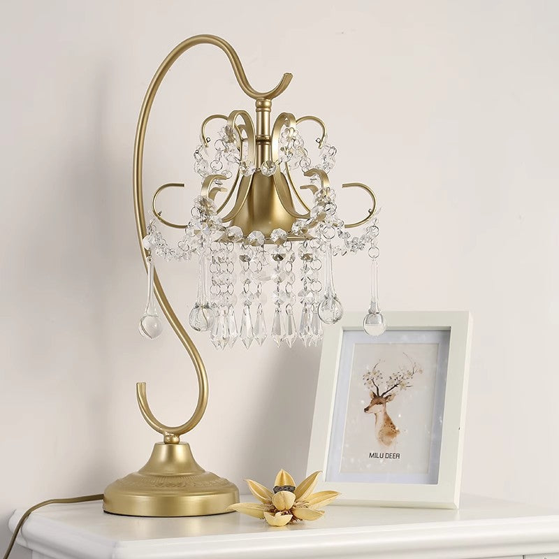 Lampe de Table Contemporaine Créative Cône Métal Cristal à 1 Lumière Pour Chambre 