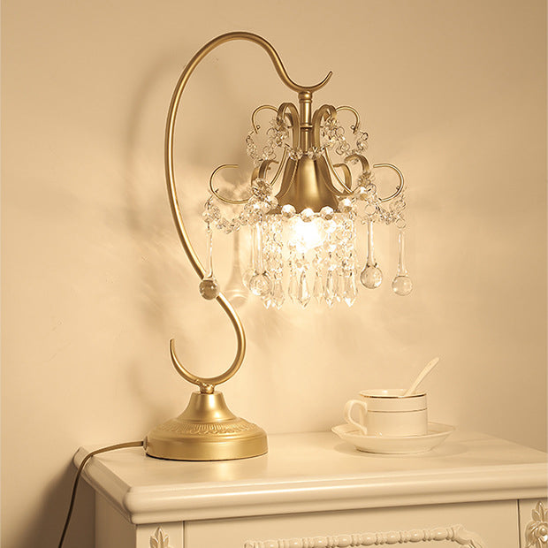 Lampe de Table Contemporaine Créative Cône Métal Cristal à 1 Lumière Pour Chambre 