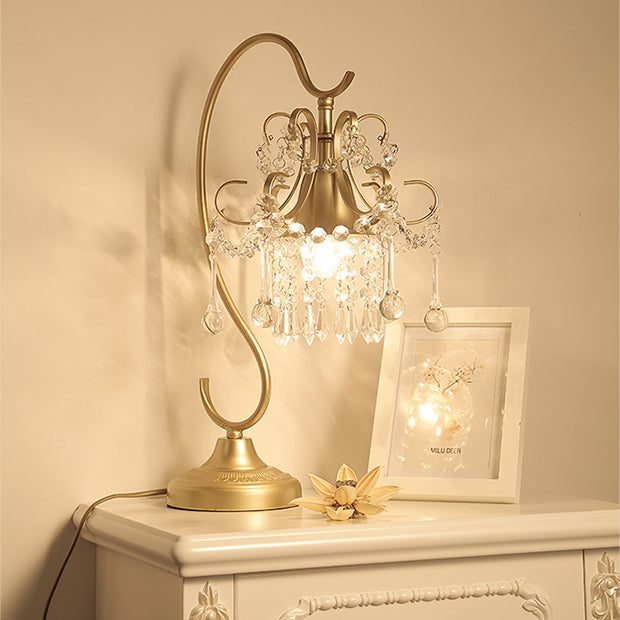 Lampe de Table Contemporaine Créative Cône Métal Cristal à 1 Lumière Pour Chambre 