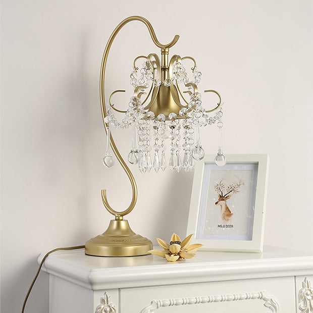 Lampe de Table Contemporaine Créative Cône Métal Cristal à 1 Lumière Pour Chambre 