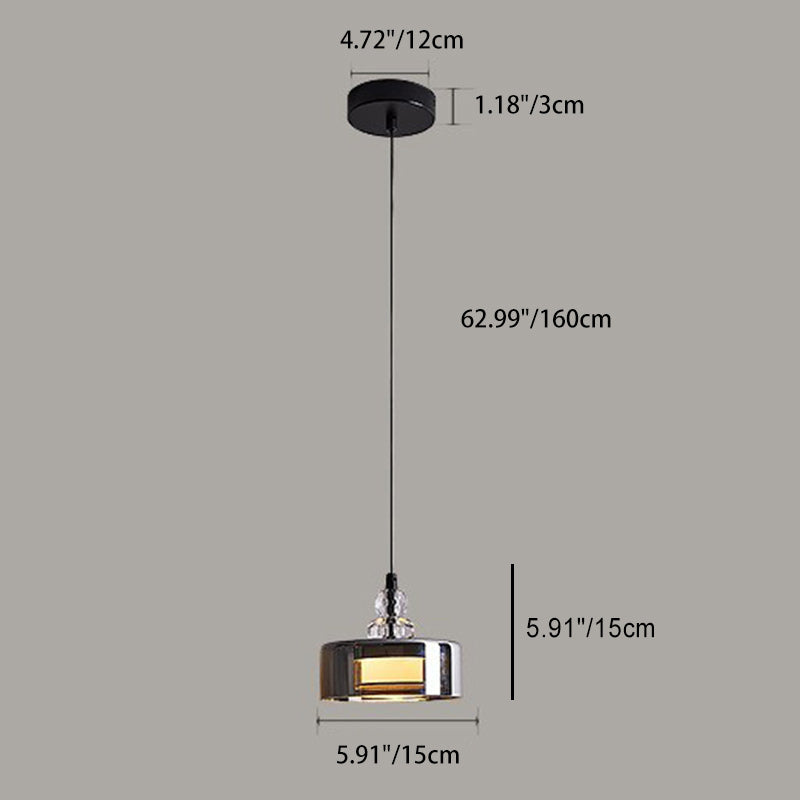 Contemporary Scandinavian Cylinder Glass Iron LED Pendant Light For Bedroom