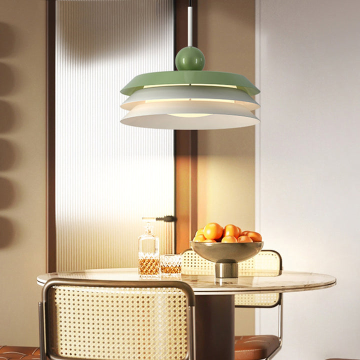 Lustre suspendu LED en fer acrylique rond minimaliste moderne pour salon 