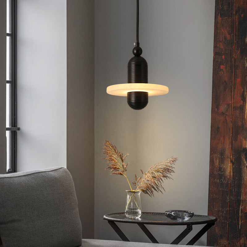 Suspension LED en aluminium avec bouteille créative contemporaine en marbre espagnol pour chambre 