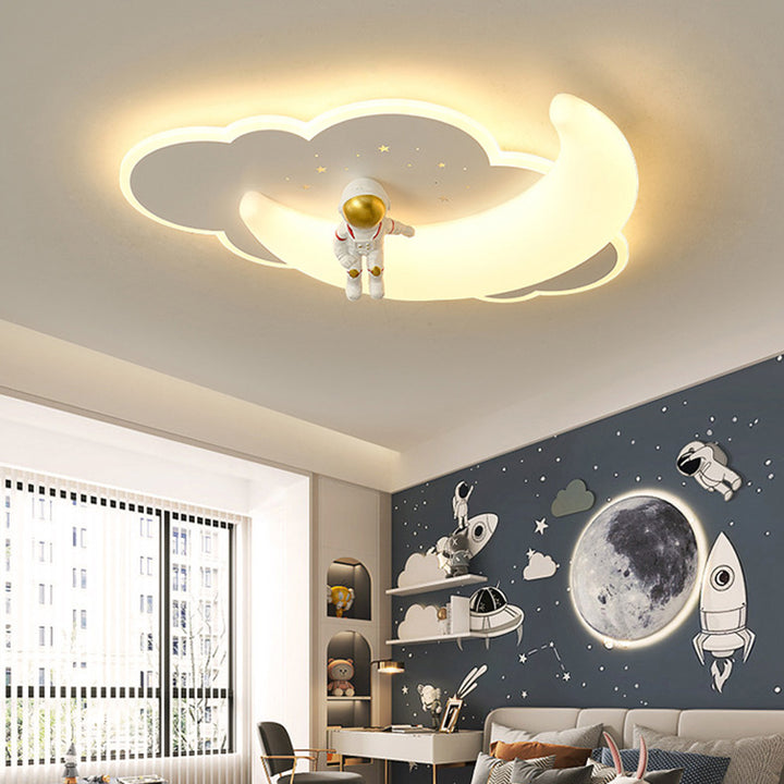 Lustre de plafond LED en acrylique fer lune créatif contemporain pour chambre d'enfants 