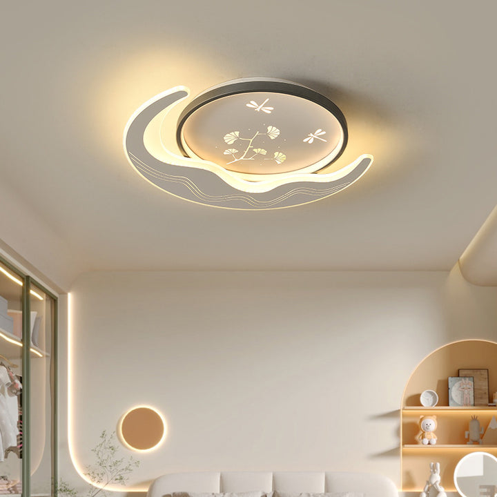 Lustre Plafonnier LED Moderne de Luxe Lune Circulaire en Fer et Acrylique pour Chambre 