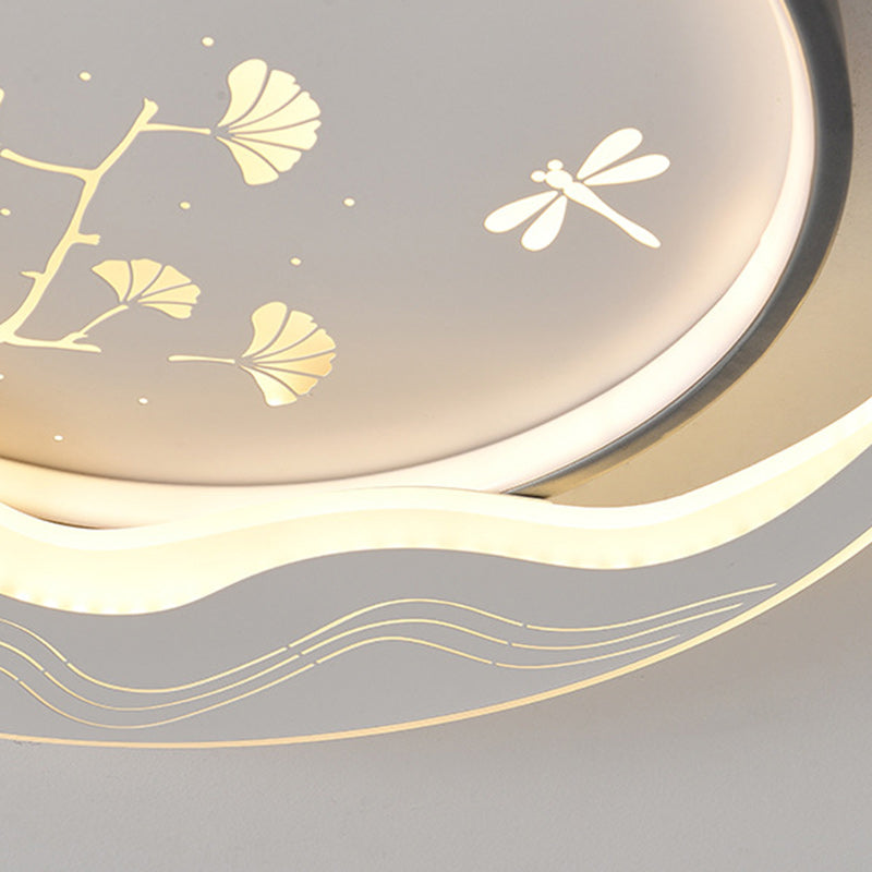 Lustre Plafonnier LED Moderne de Luxe Lune Circulaire en Fer et Acrylique pour Chambre 