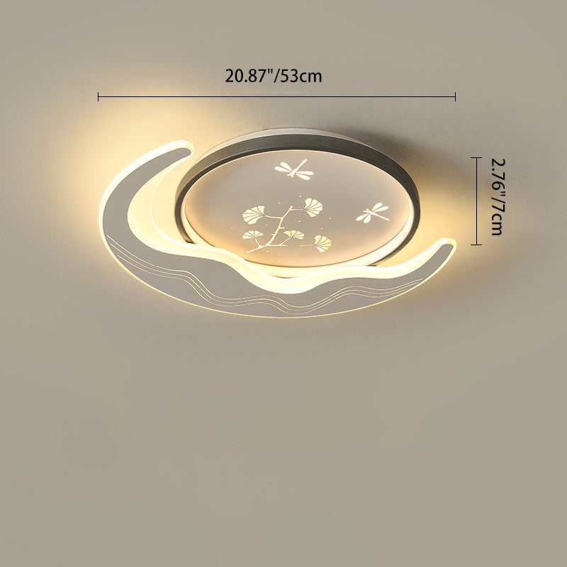 Lustre Plafonnier LED Moderne de Luxe Lune Circulaire en Fer et Acrylique pour Chambre 