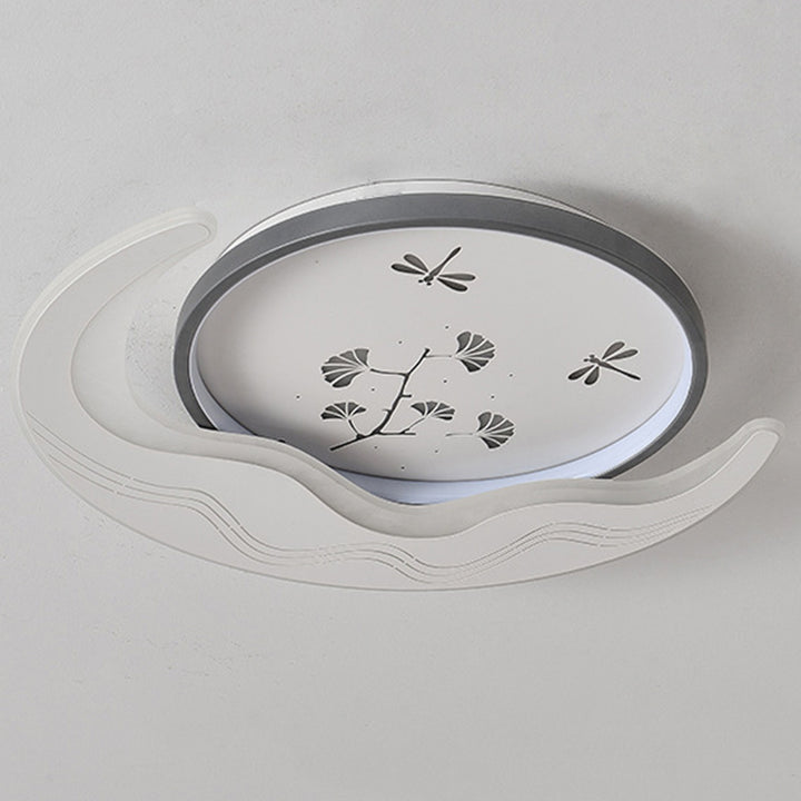 Lustre Plafonnier LED Moderne de Luxe Lune Circulaire en Fer et Acrylique pour Chambre 