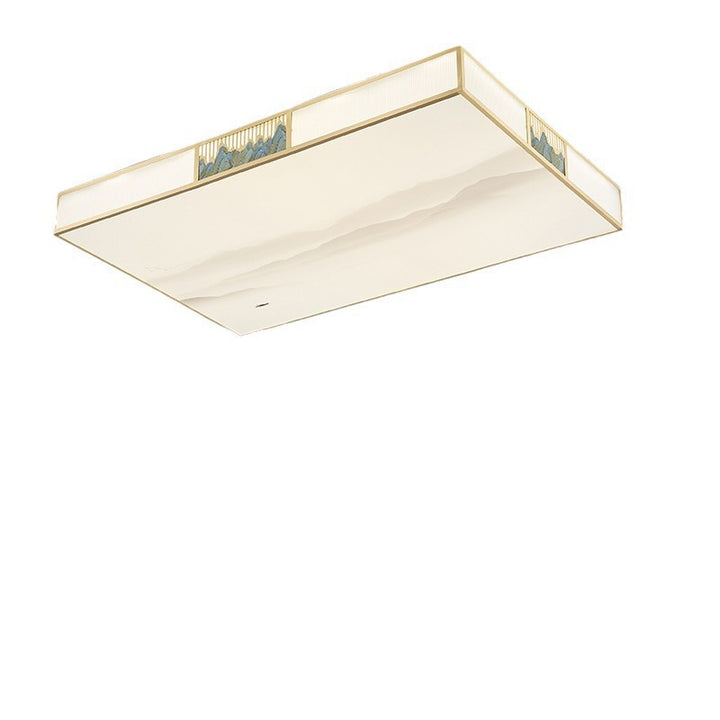 Plafonnier LED rectangulaire en cuivre acrylique chinois traditionnel pour salon 