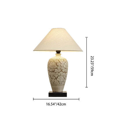 Traditionelle chinesische Vase Keramik Stoff 1-Licht Tischlampe für das Schlafzimmer 