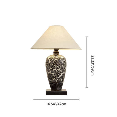 Traditionelle chinesische Vase Keramik Stoff 1-Licht Tischlampe für das Schlafzimmer 