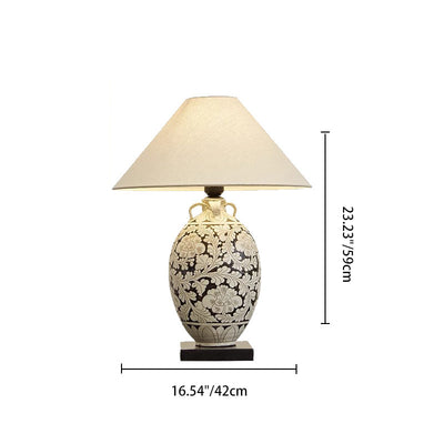 Traditionelle chinesische Vase Keramik Stoff 1-Licht Tischlampe für das Schlafzimmer 