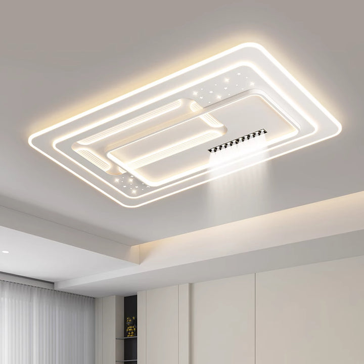 Plafonnier LED rectangulaire en fer acrylique de luxe contemporain pour salon 