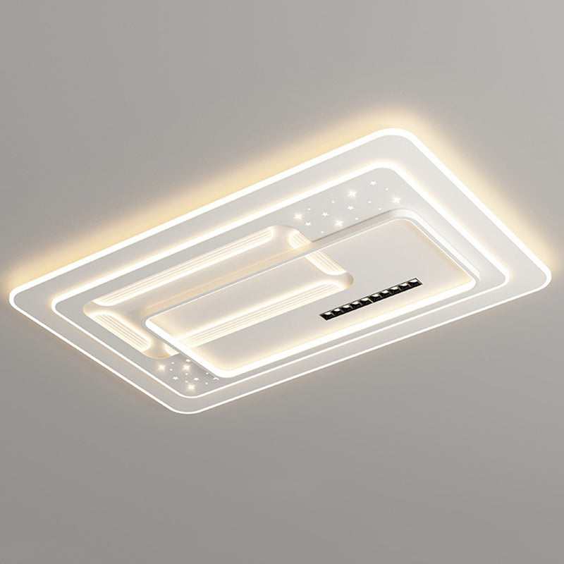Plafonnier LED rectangulaire en fer acrylique de luxe contemporain pour salon 