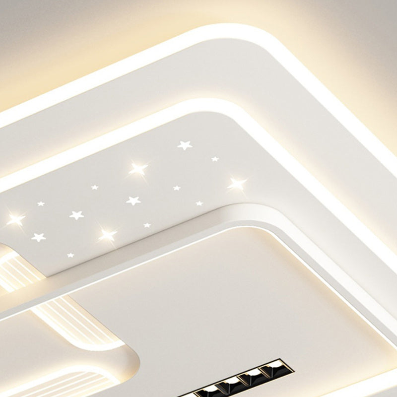 Plafonnier LED rectangulaire en fer acrylique de luxe contemporain pour salon 