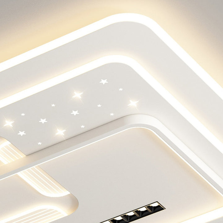 Plafonnier LED rectangulaire en fer acrylique de luxe contemporain pour salon 