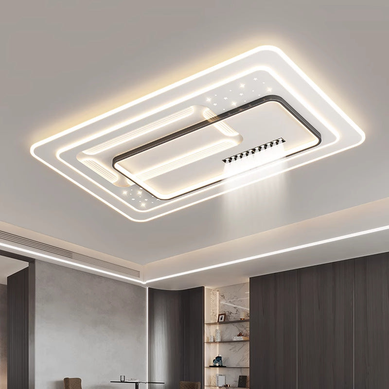 Plafonnier LED rectangulaire en fer acrylique de luxe contemporain pour salon 