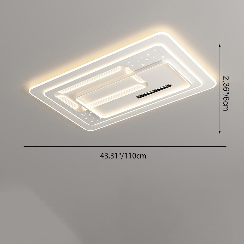 Contemporary Luxury Rectangular Iron Acrylic LED Flush Mount Ceiling Light For Living Room