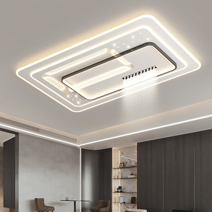 Plafonnier LED rectangulaire en fer acrylique de luxe contemporain pour salon 